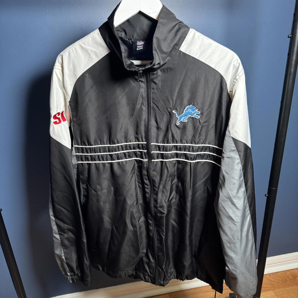 Detroit Lions NFL Team Apparel Reebok Sideline Windbreaker Jacket L